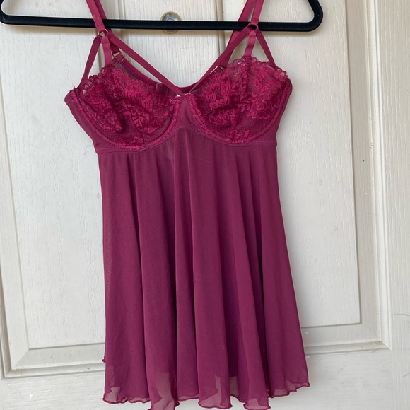 Maidenform Other - Maidenform 32C Burgundy, sexy lingerie with lace top and cheer bottom